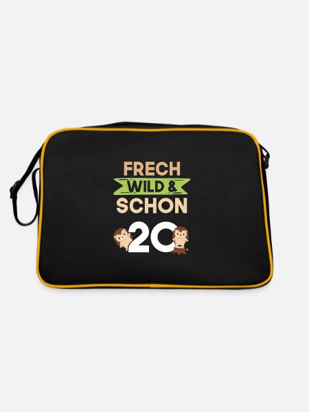 Geschenk 20 Jahre Geburtstag Igel - Retro Tasche - Schwarz/Gold - Hinten