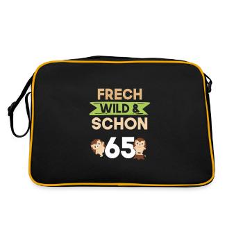 Geschenk 65 Jahre Geburtstag Igel - Retro Tasche - Schwarz/Gold - Hinten