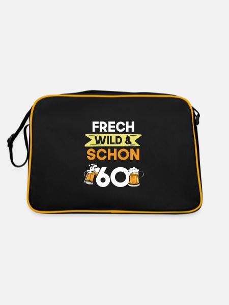 Geschenk 60 Jahre Geburtstag Bier Biertrinker - Retro Tasche - Schwarz/Gold - Hinten