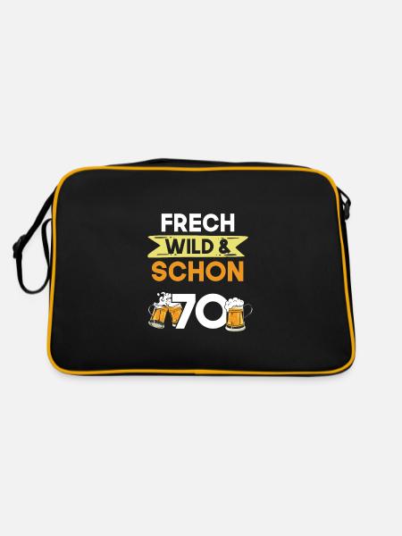 Geschenk 70 Jahre Geburtstag Bier Biertrinker - Retro Tasche - Schwarz/Gold - Hinten