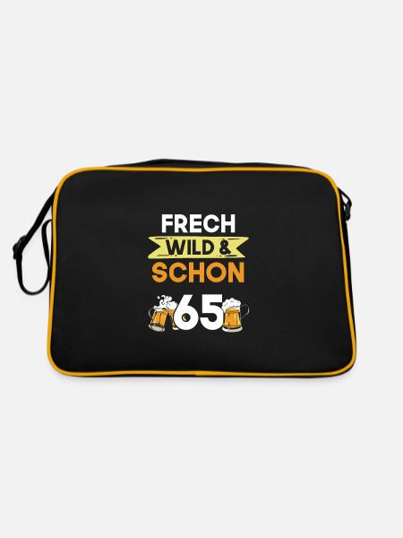 Geschenk 65 Jahre Geburtstag Bier Biertrinker - Retro Tasche - Schwarz/Gold - Hinten