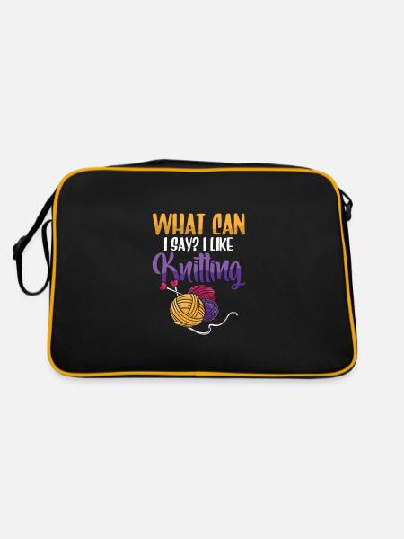 What Can I Say I Like Knitting - Retro Tasche - Schwarz/Gold - Hinten