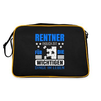 Rentner Rente Rentenbeginn Puzzeln - Retro Tasche - Schwarz/Gold - Hinten