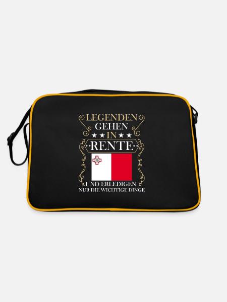 Rentner Rente Rentenbeginn Malta - Retro Tasche - Schwarz/Gold - Hinten