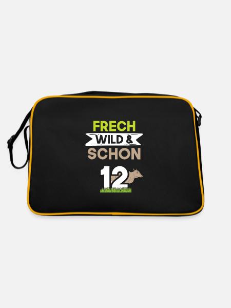 12 Jahre Geburtstag Junge Mädchen Kuh - Retro Tasche - Schwarz/Gold - Hinten