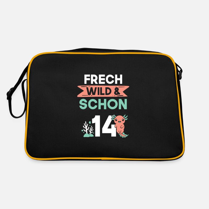 14 Jahre Geburtstag Junge Mädchen Axolotl Retro Tasche