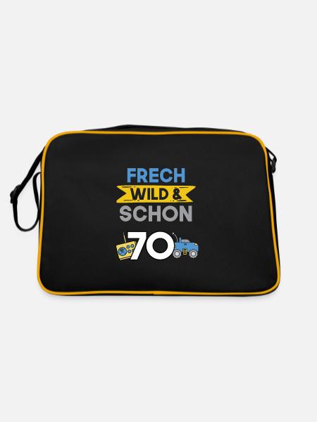 Geschenk 70 Jahre Geburtstag Spielzeug Auto - Retro Tasche - Schwarz/Gold - Hinten