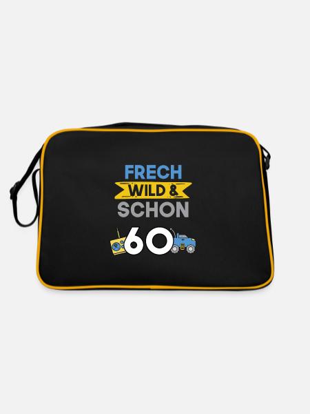 Geschenk 60 Jahre Geburtstag Spielzeug Auto - Retro Tasche - Schwarz/Gold - Hinten