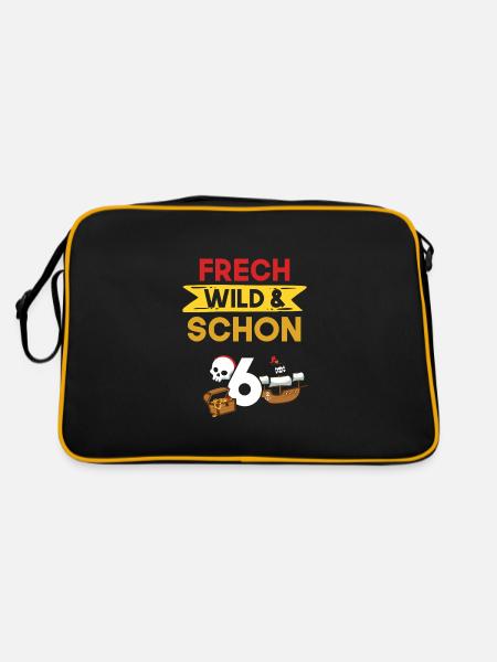 6 Jahre Geburtstag Junge Mädchen Pirat - Retro Tasche - Schwarz/Gold - Hinten