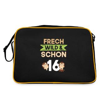 16 Jahre Geburtstag Igel - Retro Tasche - Schwarz/Gold - Hinten