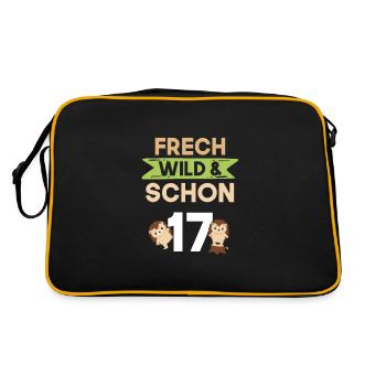 17 Jahre Geburtstag Igel - Retro Tasche - Schwarz/Gold - Hinten