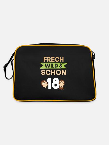 18 Jahre Geburtstag Igel - Retro Tasche - Schwarz/Gold - Hinten