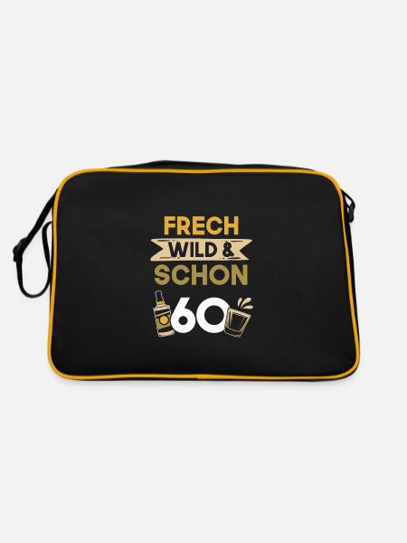 Geschenk 60 Jahre Geburtstag Whiskey - Retro Tasche - Schwarz/Gold - Hinten