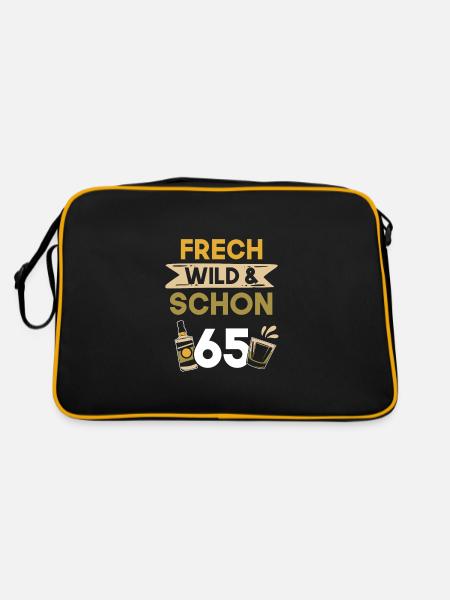 Geschenk 65 Jahre Geburtstag Whiskey - Retro Tasche - Schwarz/Gold - Hinten