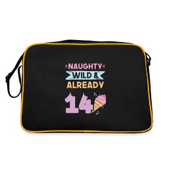 14 Jahre Geburtstag Junge Mädchen Eis essen - Retro Tasche - Schwarz/Gold - Hinten