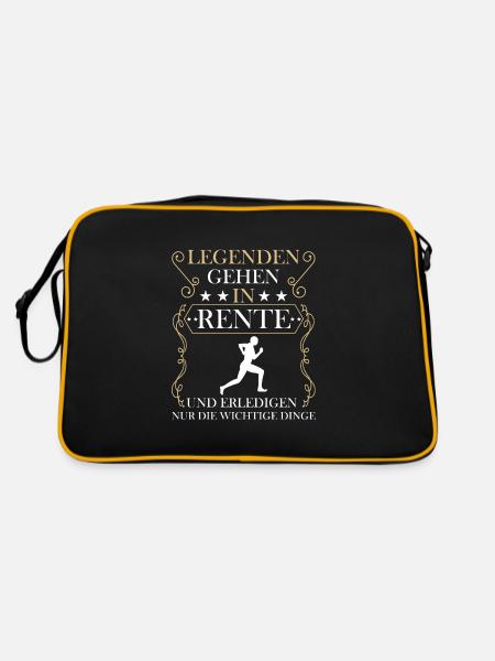 Rentner Rente Rentenbeginn Laufen Joggen Marathon - Retro Tasche - Schwarz/Gold - Hinten