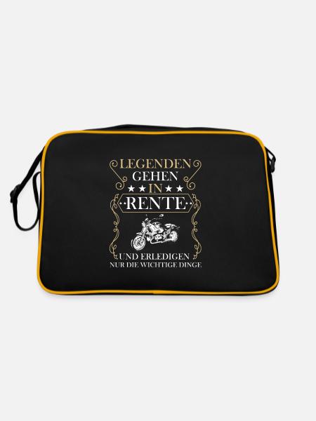 Rentner Rente Rentenbeginn Motorrad fahren - Retro Tasche - Schwarz/Gold