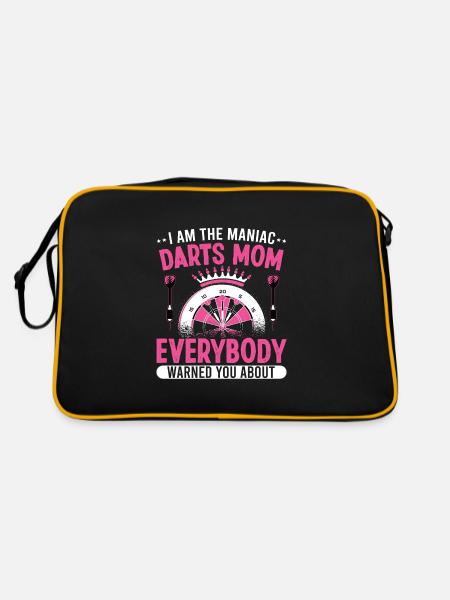 I am the maniac darts mom - Retro Tasche - Schwarz/Gold - Hinten