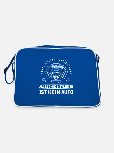 6 Zylinder Tuner Tuning V6 - Retro Tasche - Blau/Weiß - Hinten