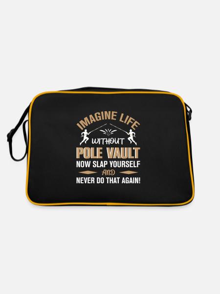 Imagine Life without Pole Vault - Retro Tasche - Schwarz/Gold - Hinten