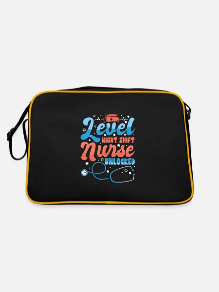 Level Night Shift Nurse Unlocked - Retro Tasche - Schwarz/Gold - Hinten
