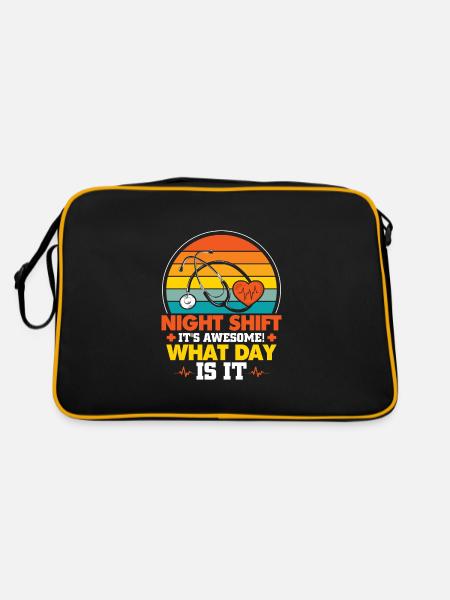 Night Shift It's Awesome - Retro Tasche - Schwarz/Gold - Hinten