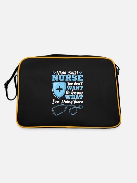Night Shift Nurse - Retro Tasche - Schwarz/Gold - Hinten