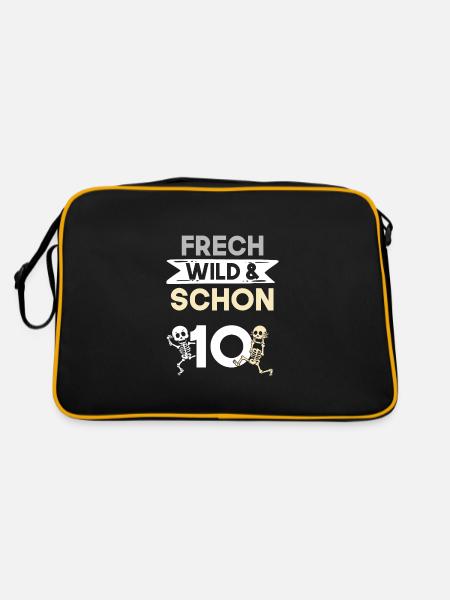 10 Jahre Geburtstag Junge Mädchen Skelett - Retro Tasche - Schwarz/Gold