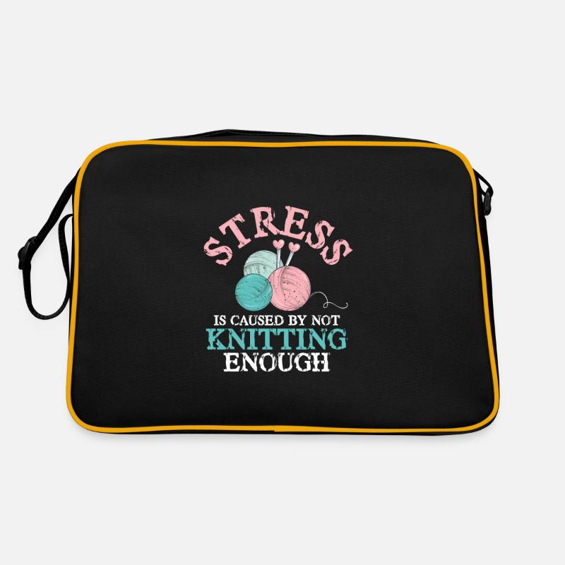 Stress is caused by not Knitting enough Retro Tasche