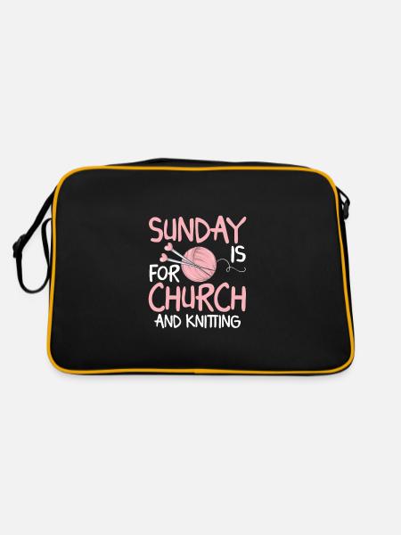 Le dimanche c'est pour l'église et le tricot - Sac Retro - noir/or - Dos