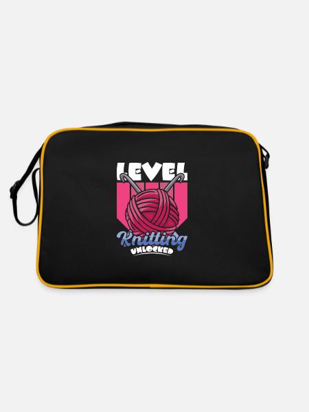 Level Knitting Unlocked - Retro Tasche - Schwarz/Gold - Hinten
