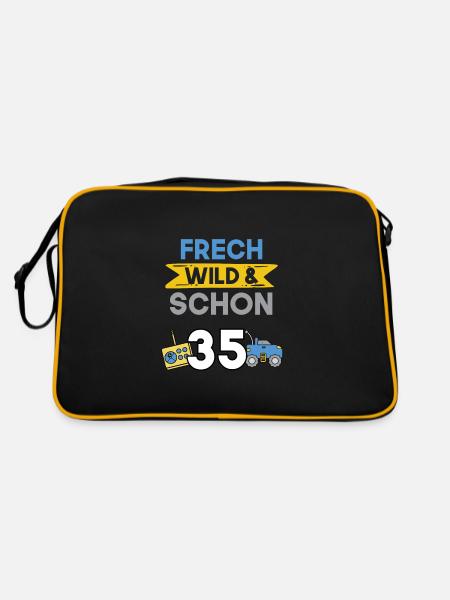Geschenk 35 Jahre Geburtstag Spielzeug Auto - Retro Tasche - Schwarz/Gold - Hinten