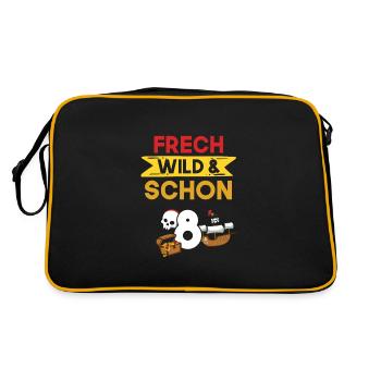 8 Jahre Geburtstag Junge Mädchen Pirat - Retro Tasche - Schwarz/Gold - Hinten