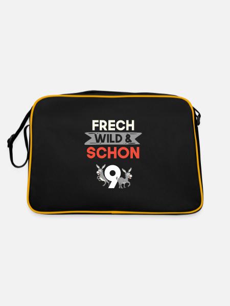 9 Jahre Geburtstag Junge Mädchen Esel - Retro Tasche - Schwarz/Gold - Hinten