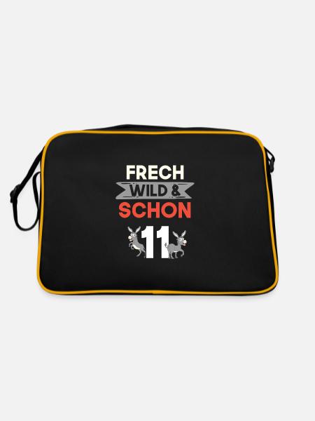 11 Jahre Geburtstag Junge Mädchen Esel - Retro Tasche - Schwarz/Gold - Hinten