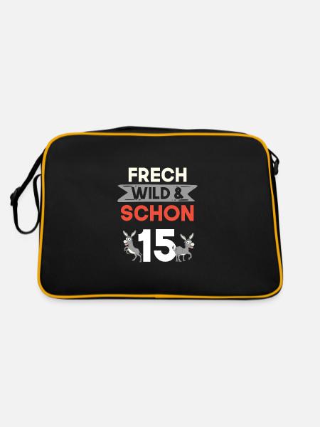 15 Jahre Geburtstag Junge Mädchen Esel - Retro Tasche - Schwarz/Gold - Hinten