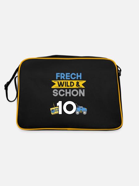 10 Jahre Geburtstag Junge Mädchen Spielzeug Auto - Retro Tasche - Schwarz/Gold - Hinten