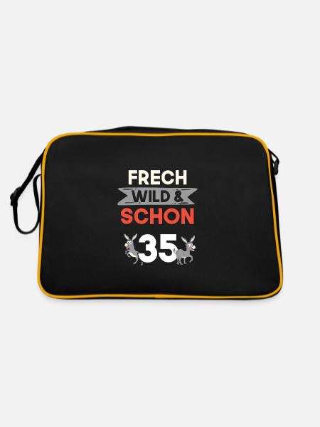 Geschenk 35 Jahre Geburtstag Esel - Retro Tasche - Schwarz/Gold - Hinten