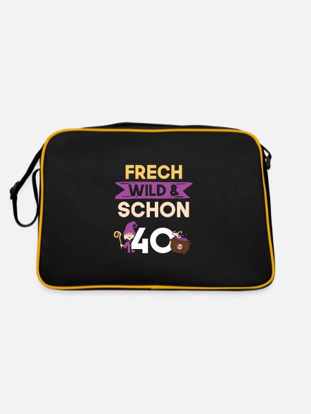 Geschenk 40 Jahre Geburtstag Halloween Hexe - Retro Tasche - Schwarz/Gold