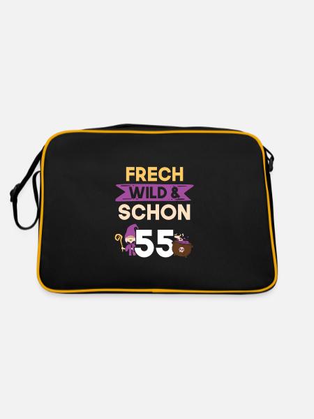Geschenk 55 Jahre Geburtstag Halloween Hexe - Retro Tasche - Schwarz/Gold - Hinten