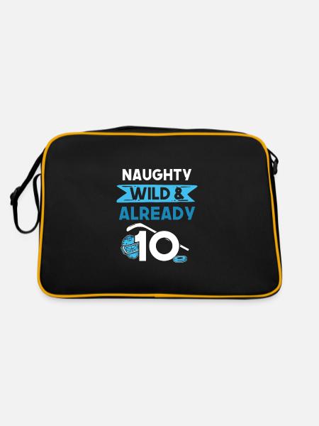 10 Jahre Geburtstag Junge Mädchen Eishockey - Retro Tasche - Schwarz/Gold - Hinten