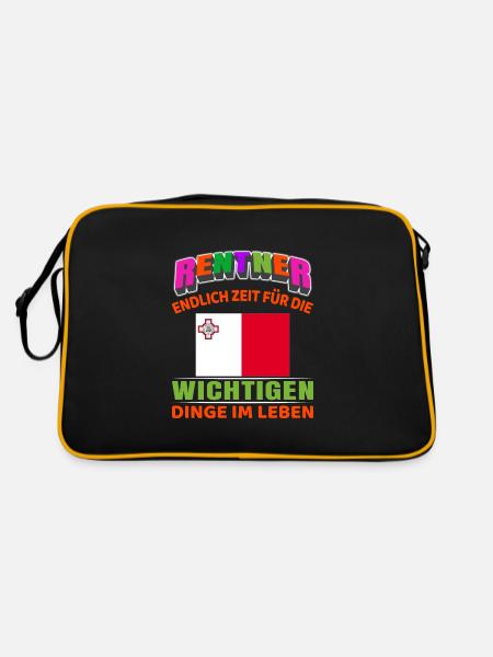 Rentner Rente Rentenbeginn Malta - Retro Tasche - Schwarz/Gold - Hinten
