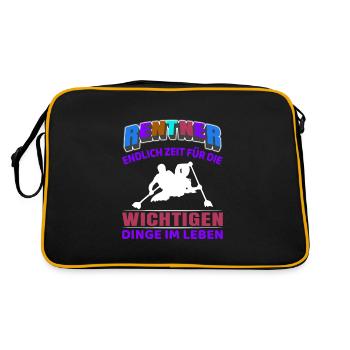 Rentner Rente Rentenbeginn Kanute Kanu - Retro Tasche - Schwarz/Gold - Hinten