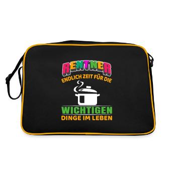 Rentner Rente Rentenbeginn Kochen Koch - Retro Tasche - Schwarz/Gold - Hinten