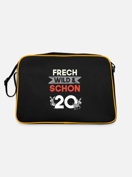 Geschenk 20 Jahre Geburtstag Esel - Retro Tasche - Schwarz/Gold - Hinten