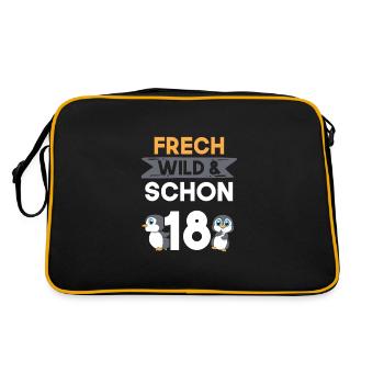18 Jahre Geburtstag Pinguin - Retro Tasche - Schwarz/Gold - Hinten