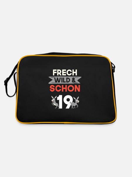19 Jahre Geburtstag Esel - Retro Tasche - Schwarz/Gold - Hinten