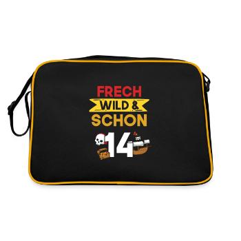 14 Jahre Geburtstag Junge Mädchen Pirat - Retro Tasche - Schwarz/Gold - Hinten
