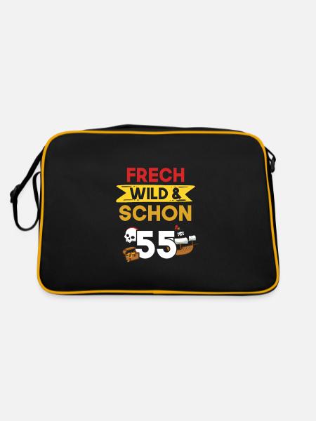 Geschenk 55 Jahre Geburtstag Pirat - Retro Tasche - Schwarz/Gold - Hinten