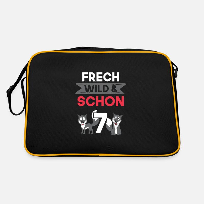 7 Jahre Geburtstag Junge Mädchen Wolf Retro Tasche